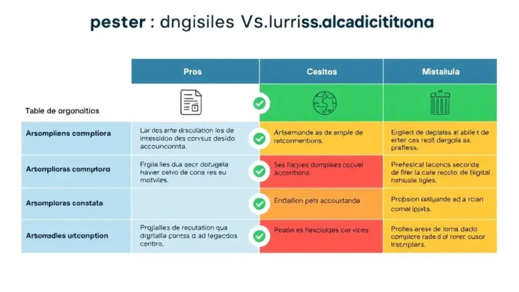 Comparison table showing the pros and cons of digital vs. traditional accounting in a Brazilian Tabela comparativa: Contabilidade digital vs. tradicional no Brasil.