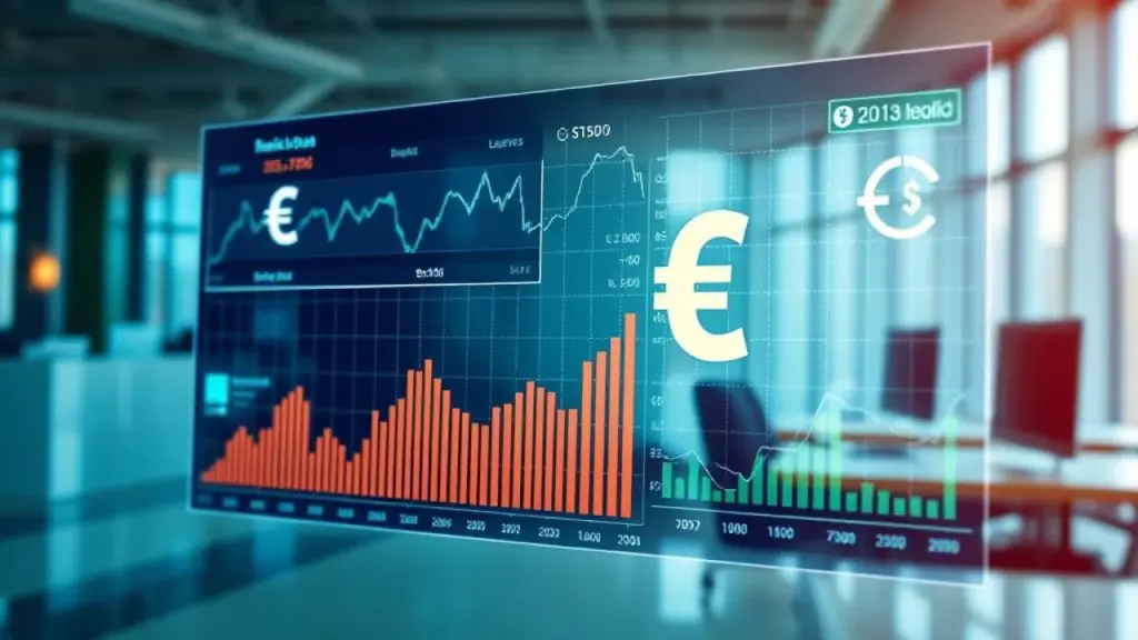 Digital display showing financial data and graphs with Brazilian real currency symbols, overlaid on Tela digital com dados financeiros e gráficos em reais. Contabilidade digital para pequenas empresas no Brasil.