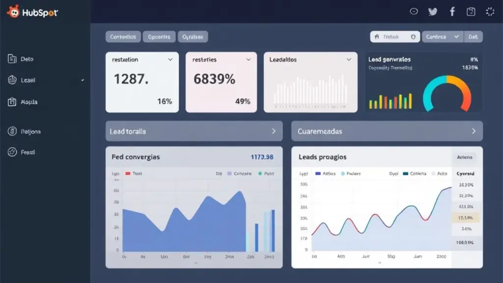 Mockup of a CRM dashboard (HubSpot or RD Station) in Portuguese, showing key metrics like Dashboard de CRM em português mostrando métricas do funil de vendas.