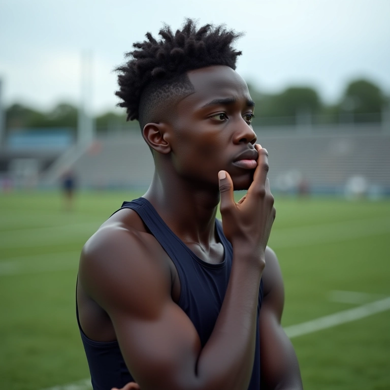 Atleta pensativo após derrota.