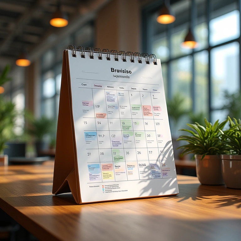 Calendário mostrando tendências sazonais e eventos especiais.