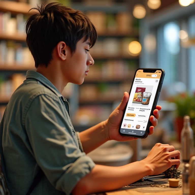 Cliente abandona carrinho online, anúncio de remarketing aparece no celular.