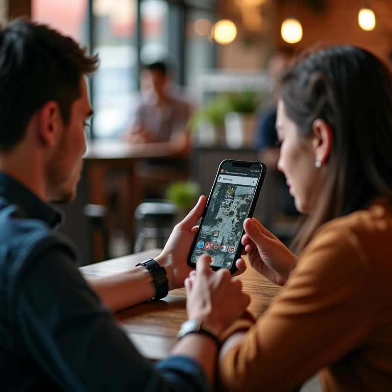 Clientes potenciais interagindo com vídeo do YouTube em café em SP.