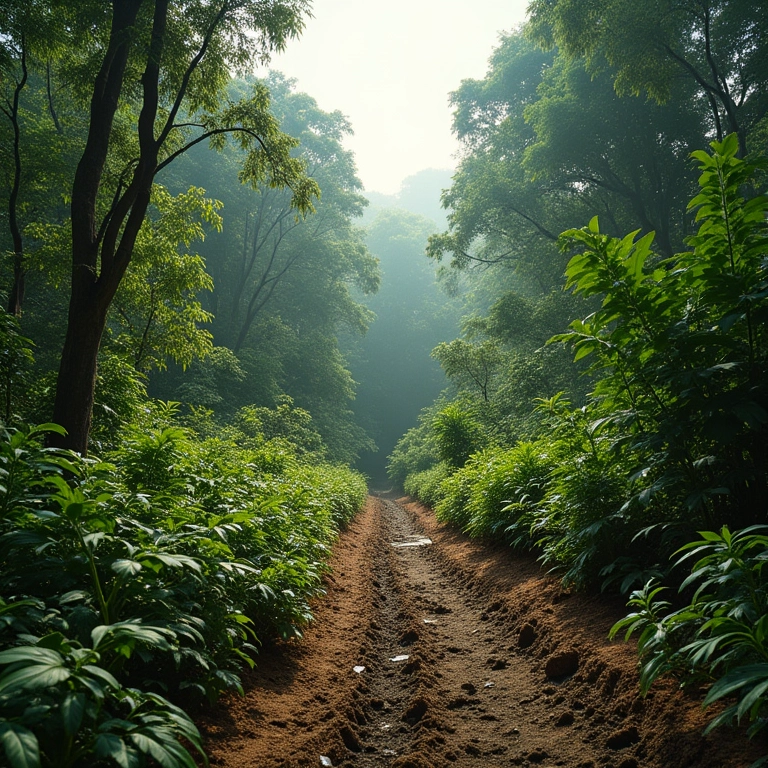 Danos ambientais por falta de saneamento em área de mata