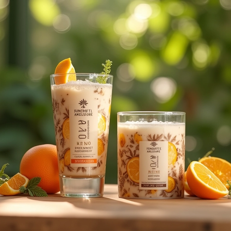 Embalagem de produto premium ao lado da versão padrão.