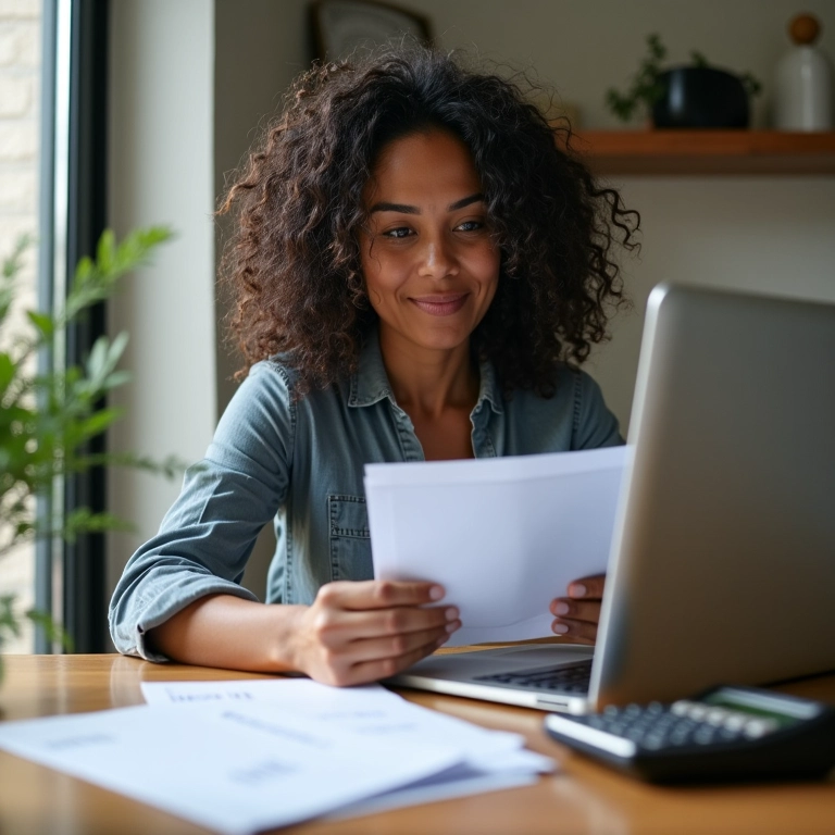 Empreendedora brasileira separando contas pessoais e contas do negócio.