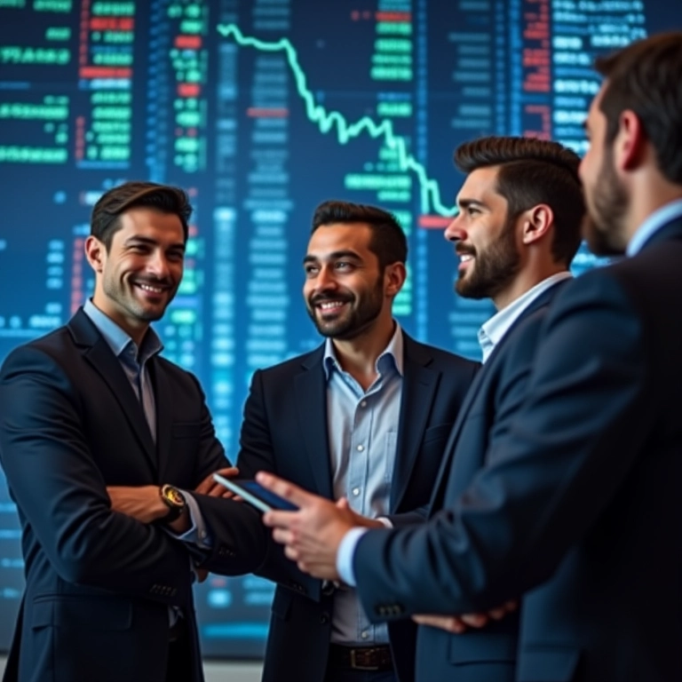 Equipe analisando dados financeiros com confiança após recompra de ações.