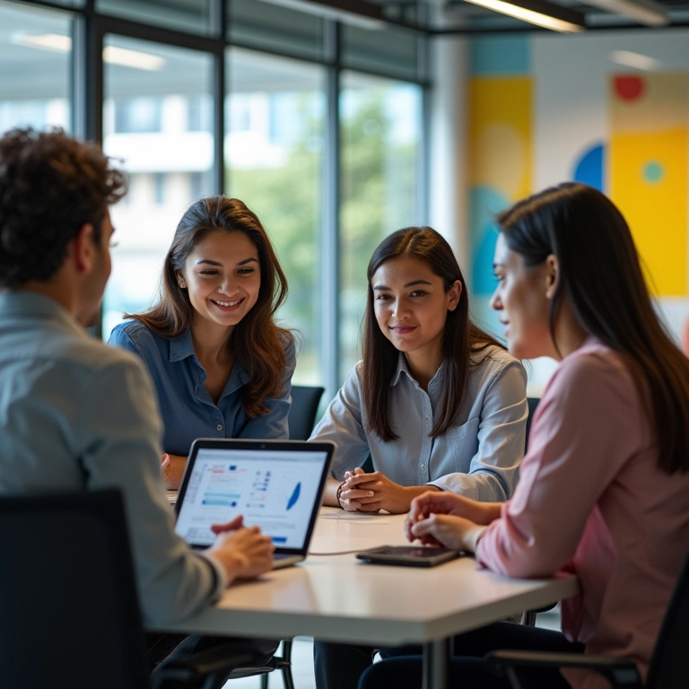 Equipe colaborando na coleta de dados de marketing em São Paulo.