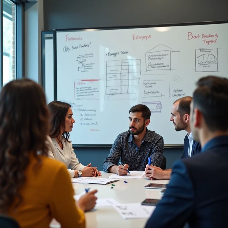 Equipe definindo metas financeiras realistas durante planejamento orçamentário.