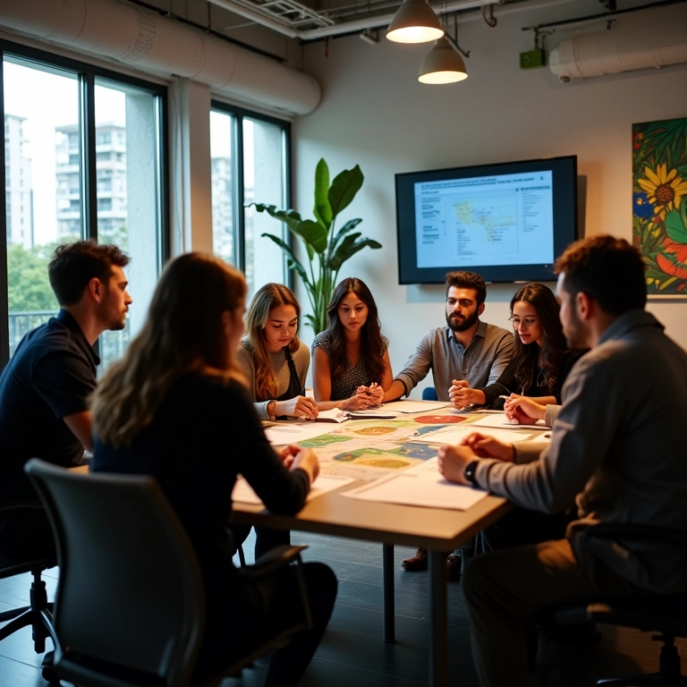 Jornada do Colaborador em SP Engaje Seu Time Equipe diversa colaborando em escritório moderno em São Paulo, com foco no engajamento e trabalho em equipe.
