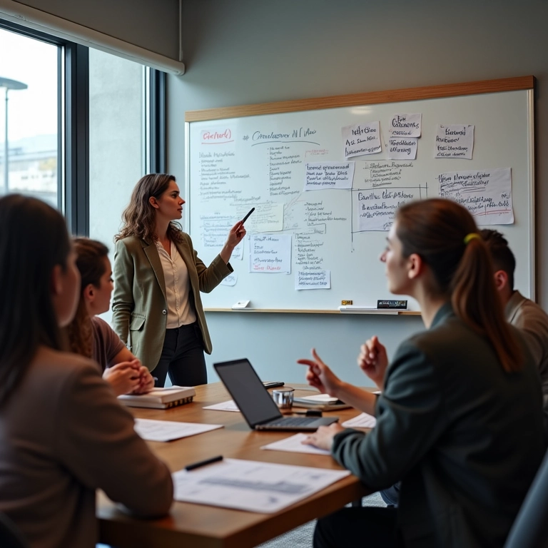 Equipe diversa planejando campanha de remarketing no YouTube.