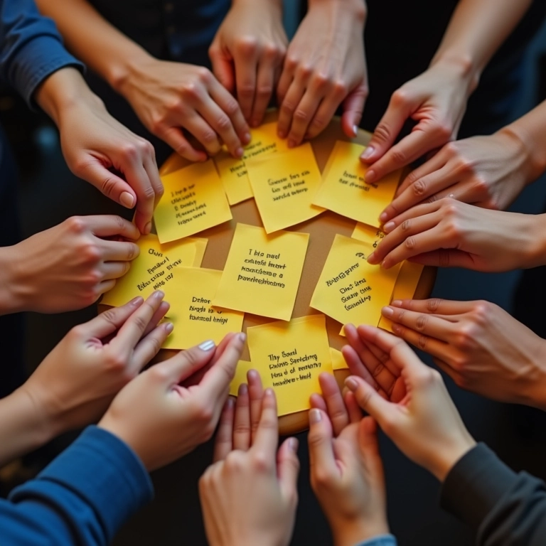 Equipe diversificada definindo objetivos e habilidades.