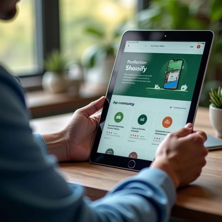 Explorando os recursos e funcionalidades da loja de aplicativos do Shopify.