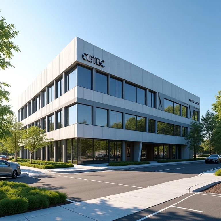 Fachada do prédio do CIETEC, com arquitetura moderna em dia ensolarado.