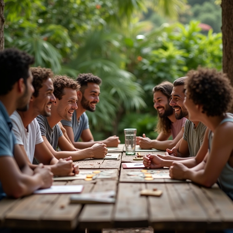 Grupo de amigos se divertindo, representando a importância do apoio social.