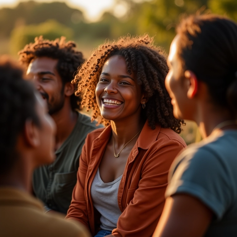 Grupo de apoio com pessoas diversas se ajudando mutuamente.