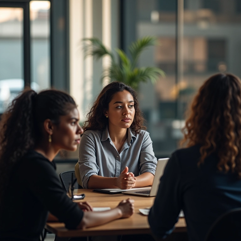 Grupo diverso analisa dados do YouTube em escritório moderno em SP.