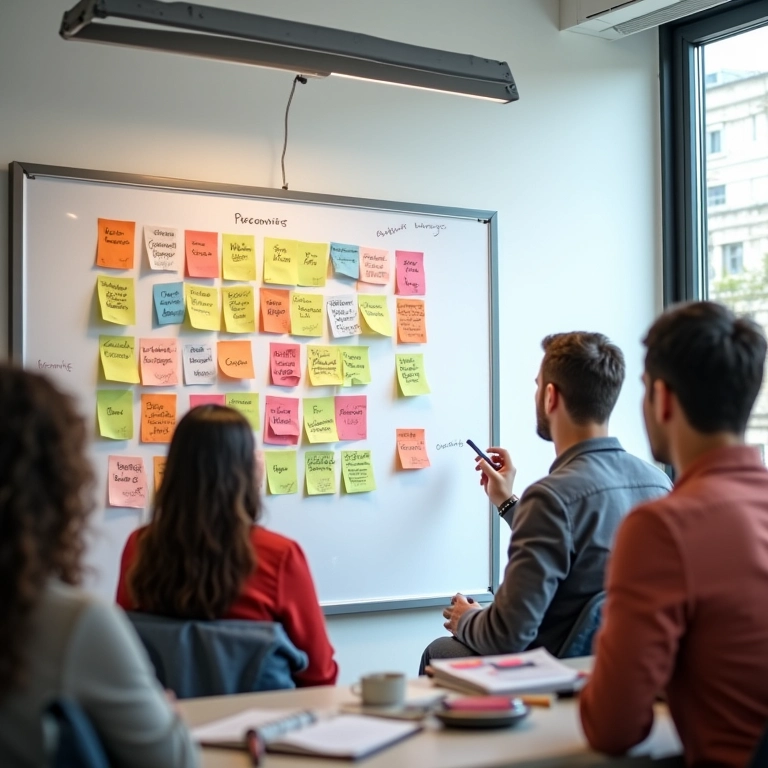 Grupo diverso criando campanhas segmentadas em escritório brasileiro.