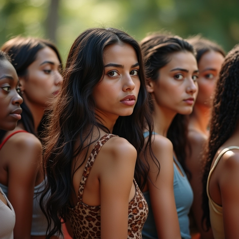 Grupo diverso de pessoas com expressões únicas, representando personagens cativantes.