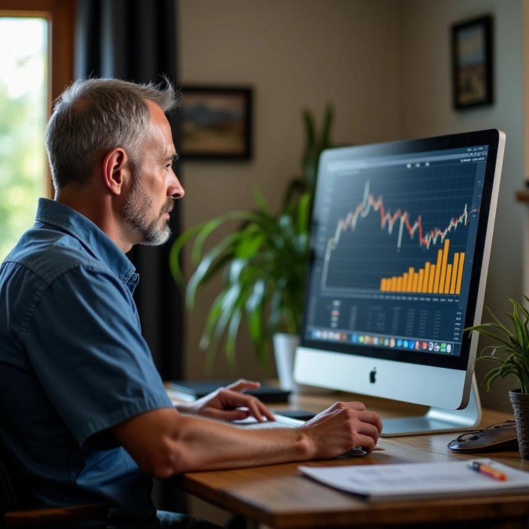 Homem tomando decisões financeiras inteligentes com base no planejamento orçamentário.
