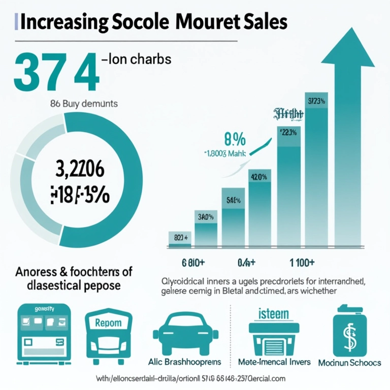 Infográfico mostrando aumento nas vendas e popularidade de um produto.