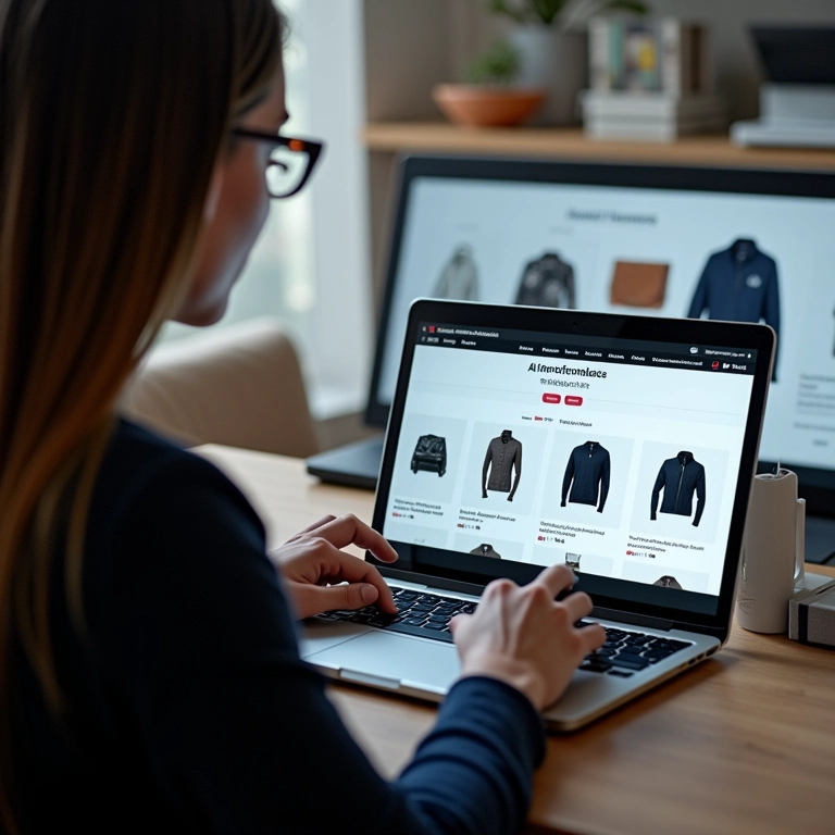 Melhorando a UX do Seu Ecommerce Através da Inteligência Artificial Interface de ecommerce com recomendações de produtos por IA.