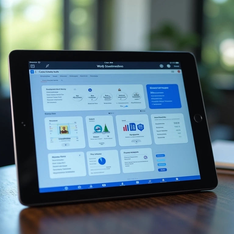 Interface do software Conta Azul em um tablet.