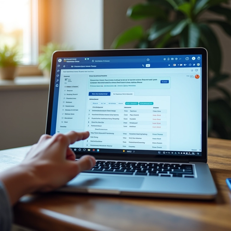 Interface intuitiva de ferramenta de pesquisa de palavras-chave em tela de laptop.