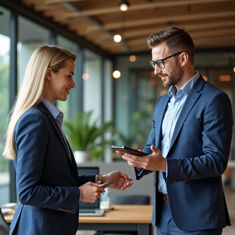 Líder experiente preparando sucessor em ambiente corporativo.