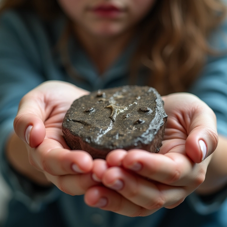 Mãos segurando produto defeituoso. Expressão de preocupação.