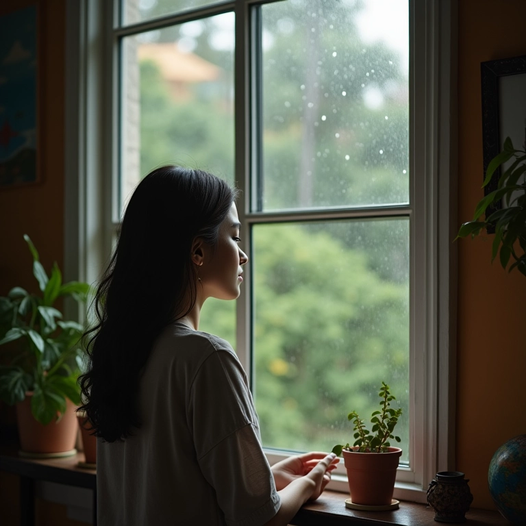 Mulher aceitando o presente, cultivando resiliência emocional.