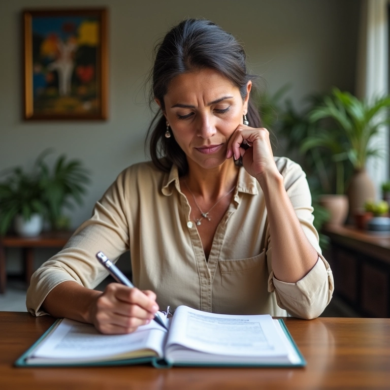 Mulher brasileira de 50 anos calcula benefícios da aposentadoria com o Pedágio de 50%.