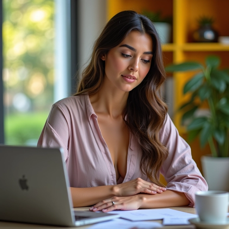 Mulher de negócios pesquisando público-alvo para e-commerce de lingerie.
