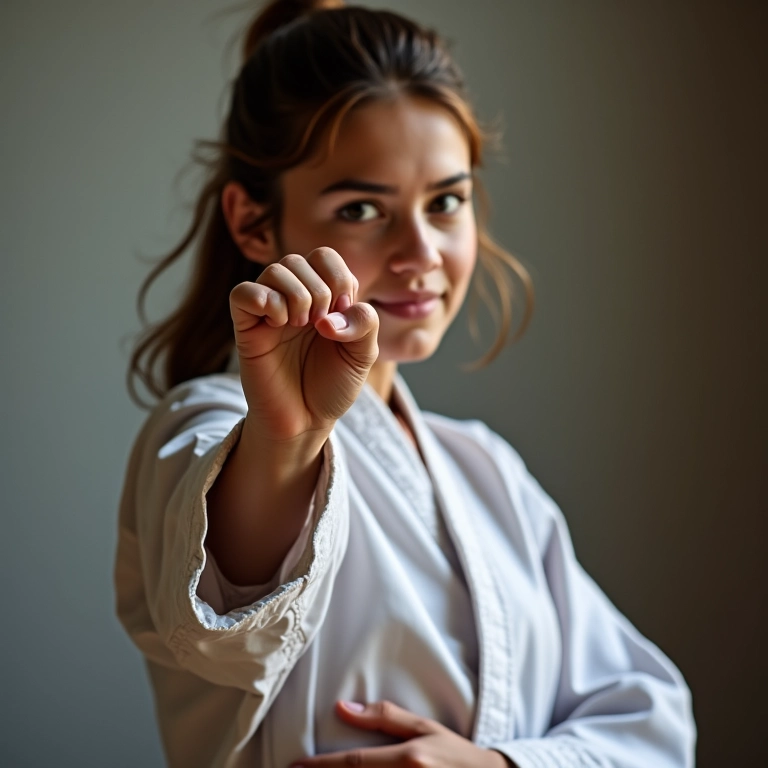 Mulher escolhendo aula de artes marciais em SP, diversas opções de modalidades e foco nos benefícios para a saúde.