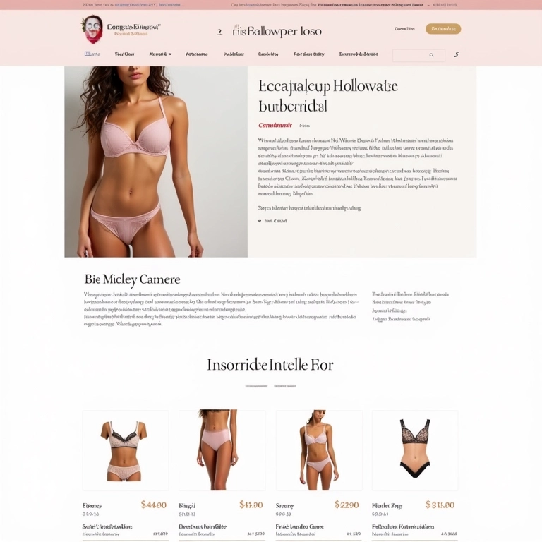 Página de e-commerce com descrições detalhadas e atraentes de lingerie.