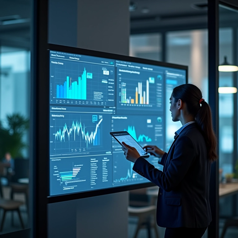 Painéis de visualização de dados exibindo insights de marketing em São Paulo.