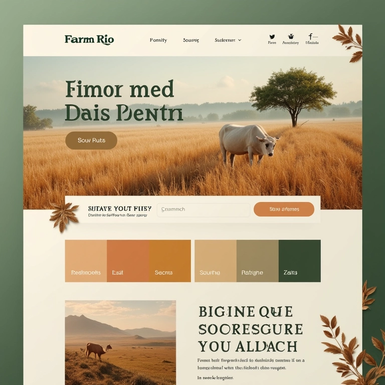Paleta cromática harmoniosa aplicada a elementos de layout de site.