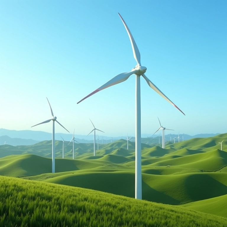 Parque eólico em SP, mostrando turbinas gerando energia eólica em meio à natureza.