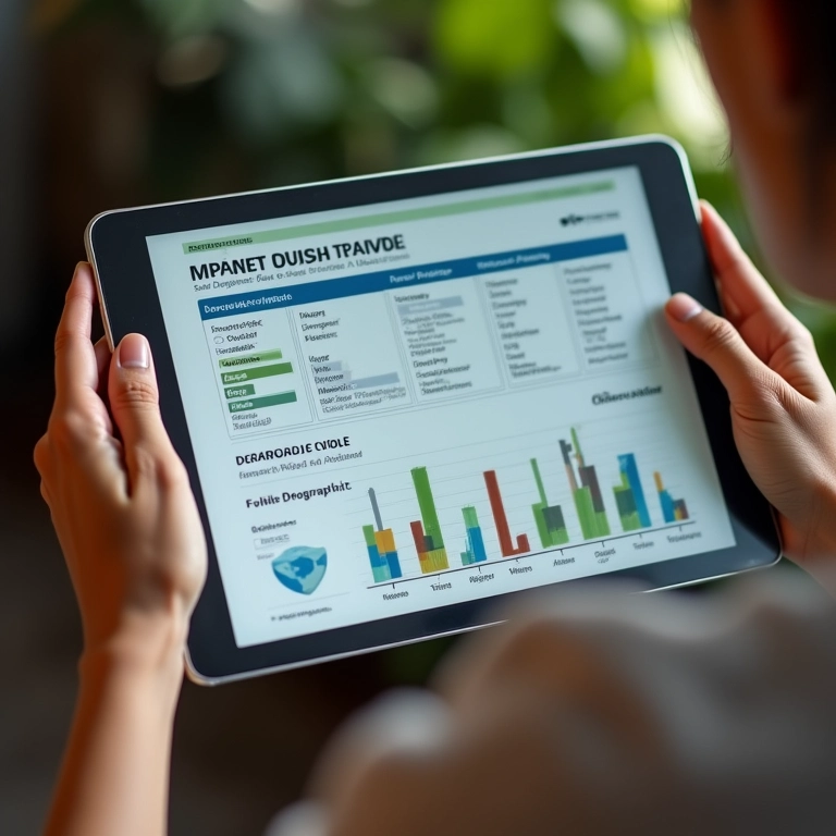 Pesquisa de mercado em tablet mostrando o público-alvo de pais brasileiros.