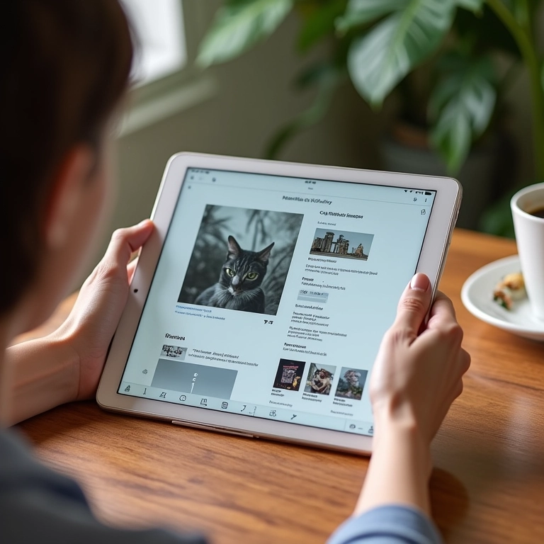 Pessoa agendando posts no Instagram com Postgrain em tablet.