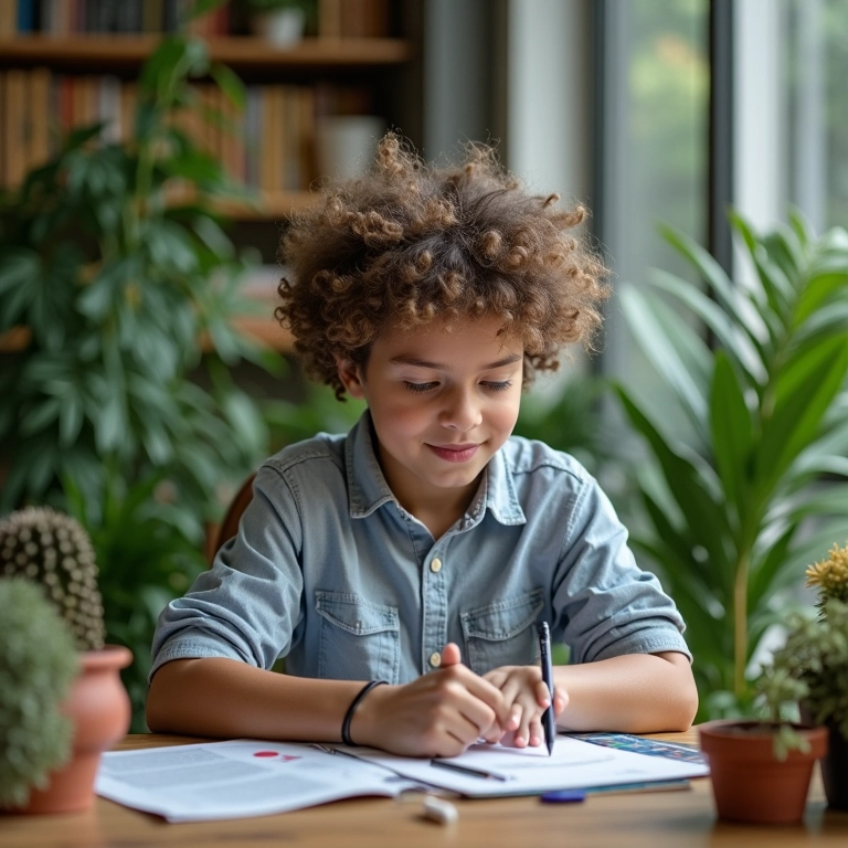 Pessoa criando títulos impactantes para e-mails de vendas em um ambiente criativo.