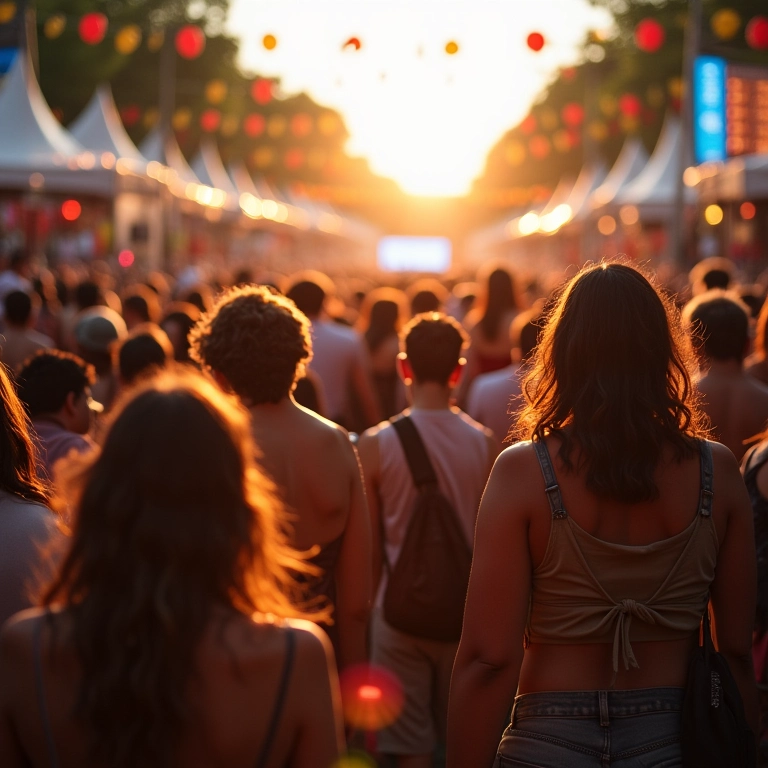 Pessoas curtindo música ao vivo e comida em evento memorável em São Paulo, criando momentos especiais.