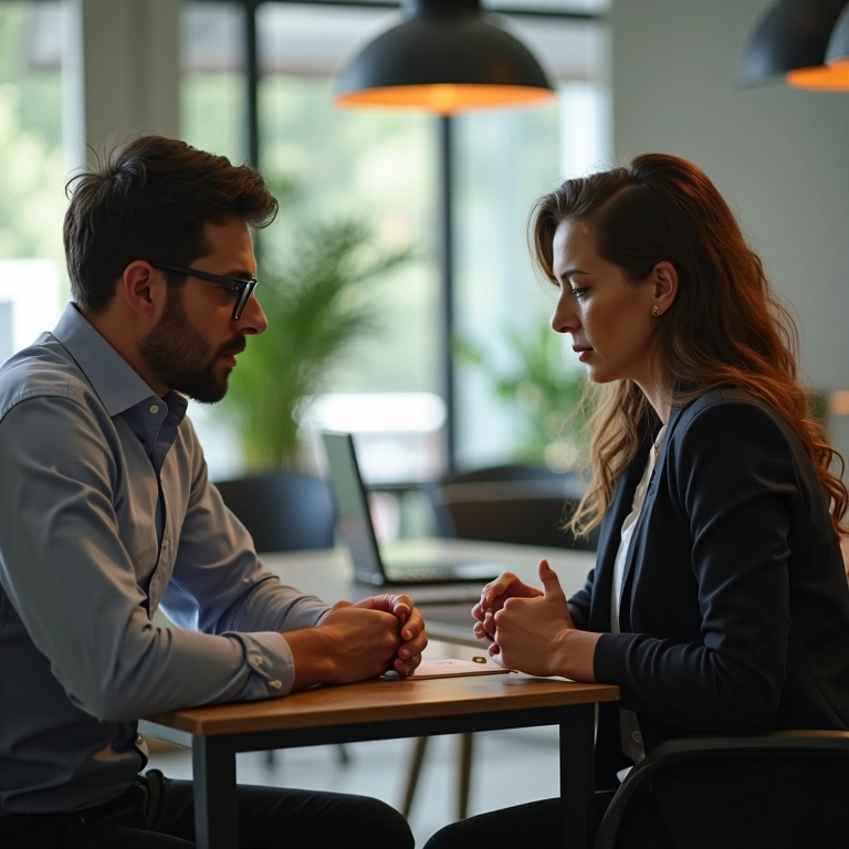 Profissionais conversando sobre feedback em local e momento adequados.