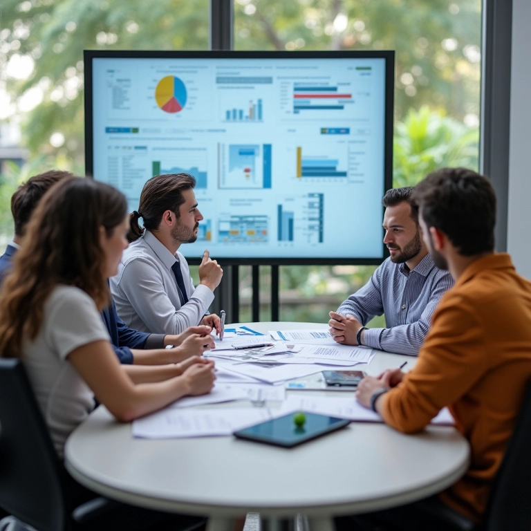 Reunião de precificação ineficaz com números confusos.