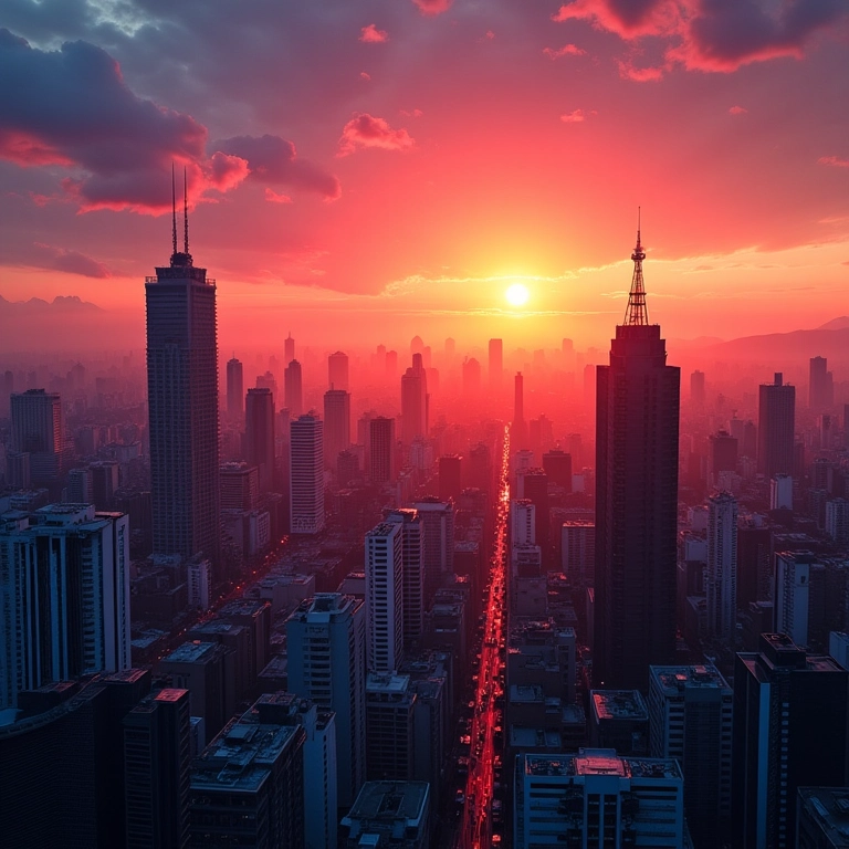 São Paulo ao entardecer com sobreposição de pontos de interrogação, representando a importância do PDI.