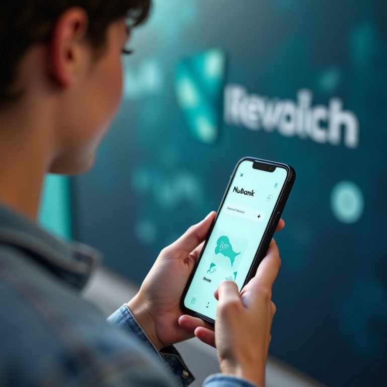 Smartphone exibindo o app Nubank, representando a revolução financeira que começou em SP.