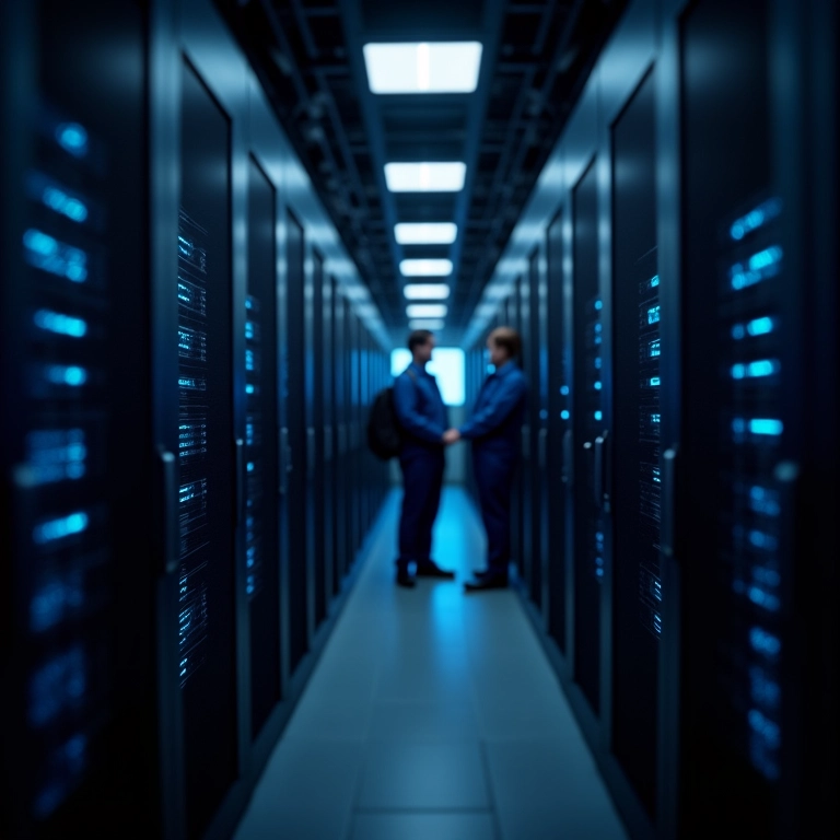 Técnicos instalando certificado SSL em servidor web para garantir conexão HTTPS segura.