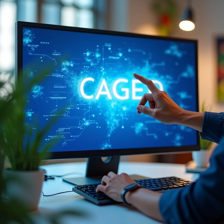 Tela do computador mostrando o sistema CAGED Web.