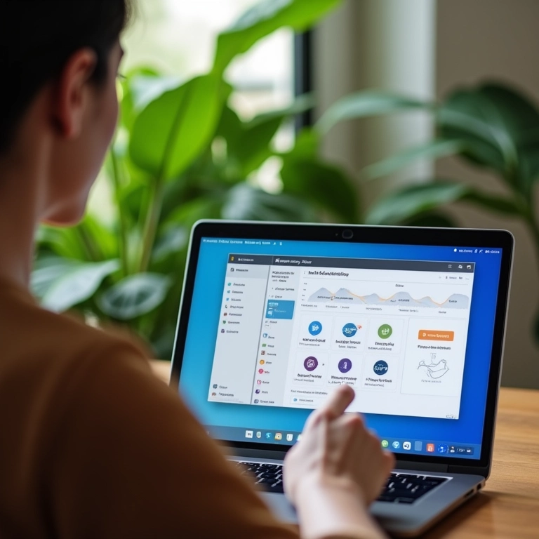 Usuário escolhendo ferramenta de IA para marketing.