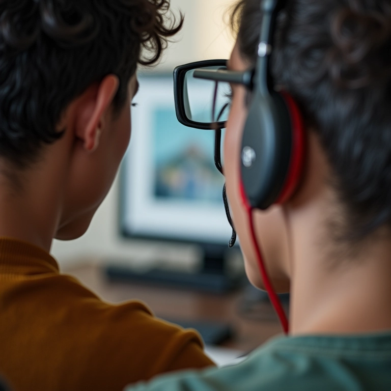 Usuário utilizando tecnologia assistiva para acessar vídeo com legendas.